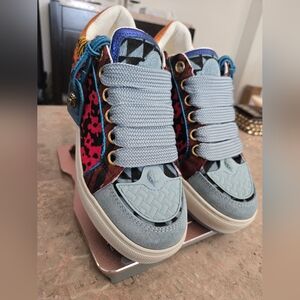 Kurt Geiger LondonSouthbank Tag patchwork lace-up sneakers.  Size 38.5 - US  8